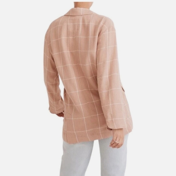 Madewell Pink Breezewoven Larsen Blazer Size XS Linen Casual Preppy Preowned - Picture 10 of 10